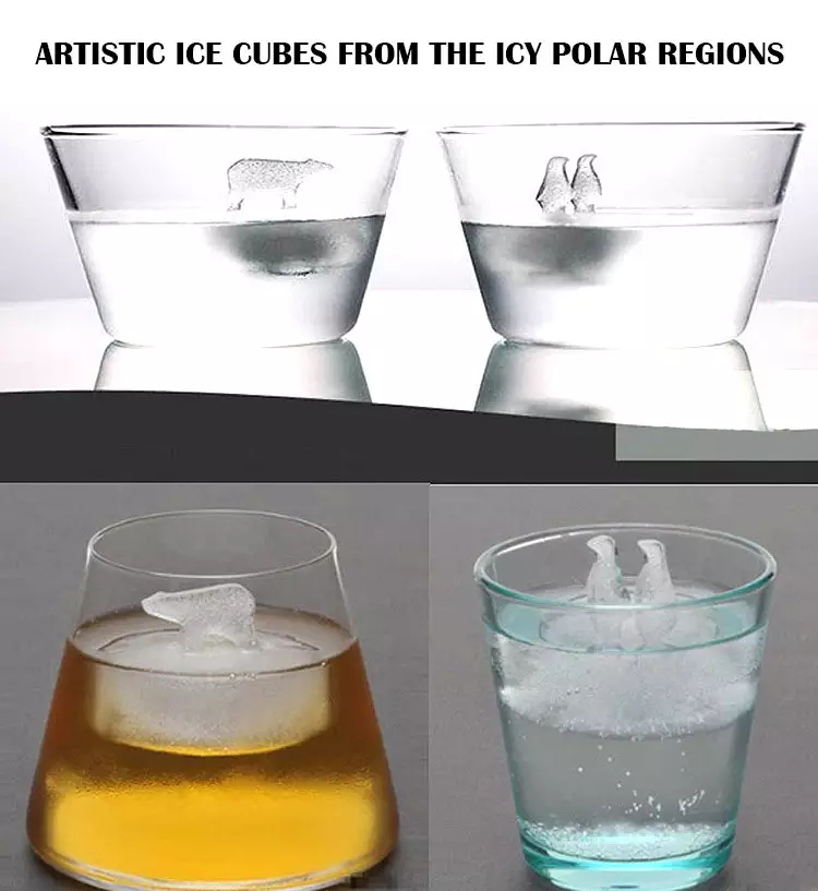 Шматразовыя формы для кубікаў лёду ў форме мядзведзя і пінгвіна (3)