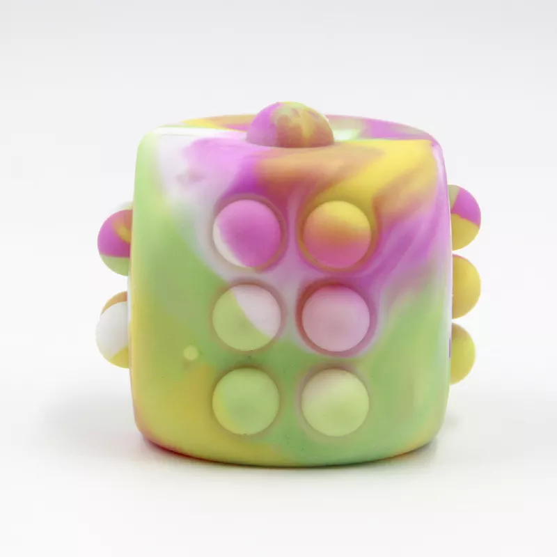 Jouet fidget à six côtés en silicone 3D multicolore (8)