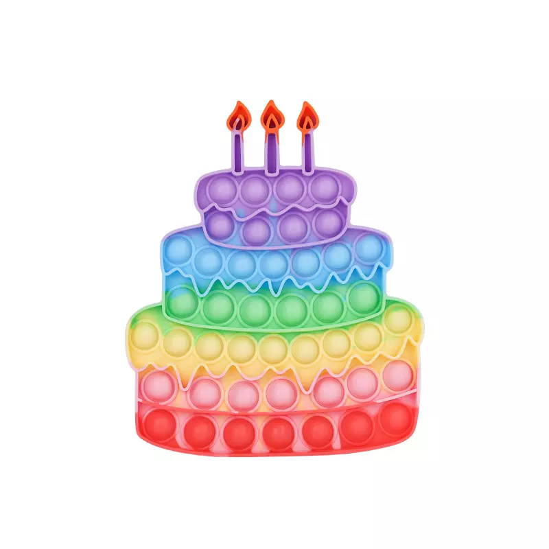 Rainbow Birthday Cake Siliconen Push Bubble Toy (2)
