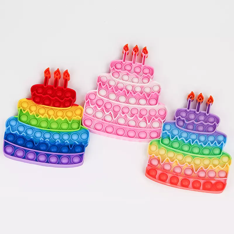 Tęczowy tort urodzinowy Silikonowa zabawka bąbelkowa (4)