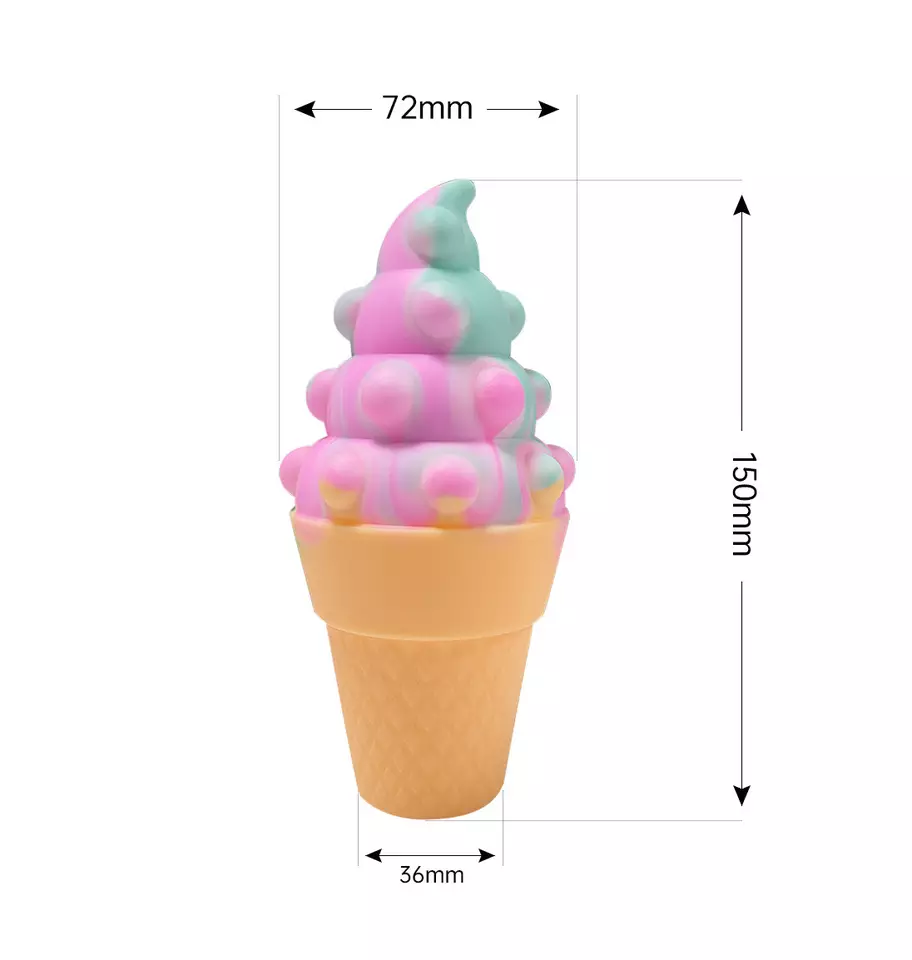 ʻO nā mea pāʻani ʻo Silicone 3D Push Bubble Ice Cream Fidget Toys (2)