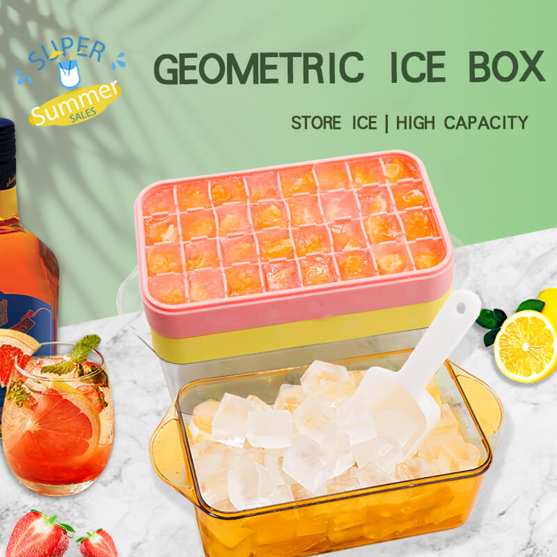 Silicone Ice Cube Tray tare da murfi da Bin (2)