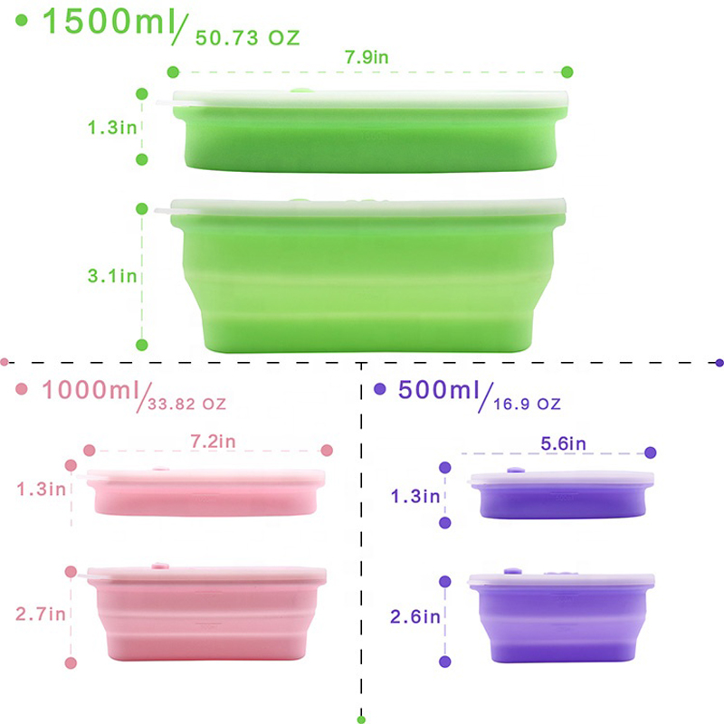 Silicone Rjochthoekich fiedselkontainer (4)