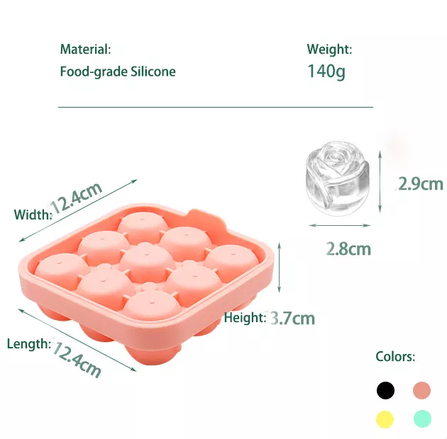 China OEM/ODM China Whiskey Ice Cube Trays - Silicone 9 cavity rose ice  ball maker for whiskey – SHY Manufacturer and Supplier