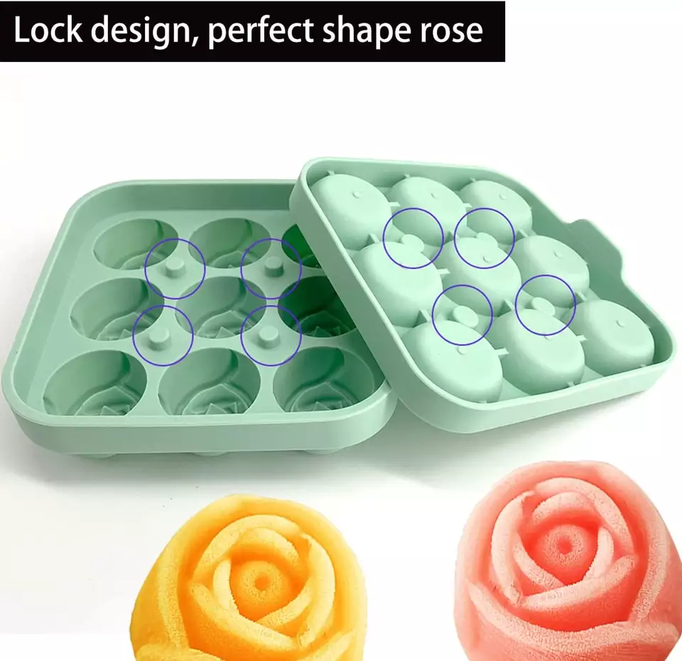 China OEM/ODM China Whiskey Ice Cube Trays - Silicone 9 cavity rose ice  ball maker for whiskey – SHY Manufacturer and Supplier