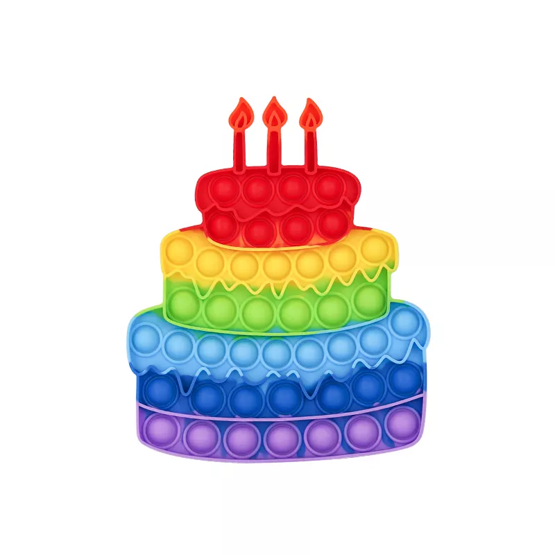 Rainbow Birthday Cake Silicone Push Bubble Toy (1)