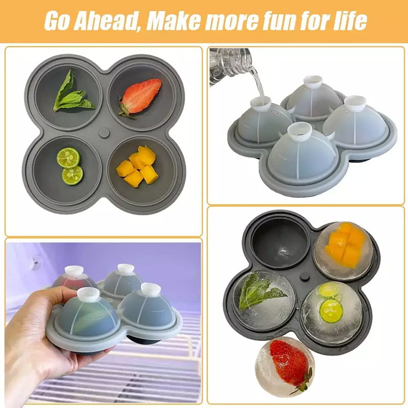 China Silicone 4 cavity ice ball maker mold with lid Manufacturer and  Supplier